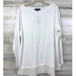 Karen Scott Women’s XL White Lace Long Sleeve Boho Top Blouse NWT top